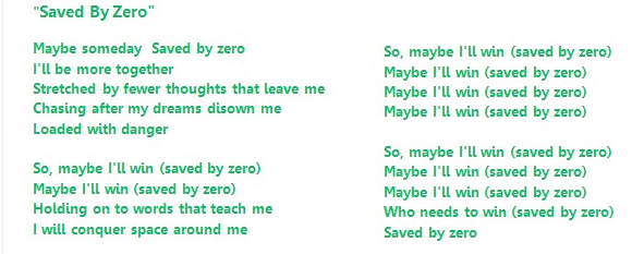 saved by zero lyrics