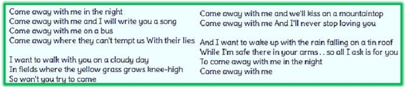 Come Away with Me lyrics